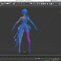 Stylish Game Movie Character With Pink Blue Hair And Decorative Outfit