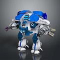 Blue And White Mechanical Robot Game Movie Character Featuring Armored Design And Mechanical Arms
