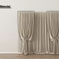 Soft Beige Curtains With Black Trim For Wall Mounted Home Interior Drapery