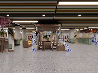 Elegant Traditional Chinese Cheongsam Clothing Specialty Store Interior Design With Exquisite Cultural Themed Decorations 3d model