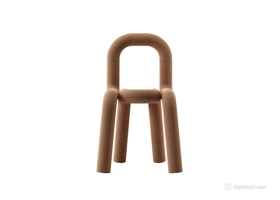 Brown Knitted Single Chair With Curved Armrests And Modern Minimalist Design 3d model 