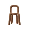 Brown Knitted Single Chair With Curved Armrests And Modern Minimalist Design