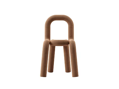 Brown Knitted Single Chair With Curved Armrests And Modern Minimalist Design 3d model