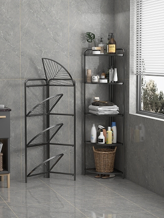 Toilet Storage Rack Bathroom Iron Rack Storage Rack Floor Rack Household Corner Rack Bathroom Small Washing Supplies 3d model