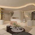 Modern Luxury Living Room With Beige Sofa Wooden Coffee Table Gold Accents And Green Plants