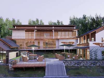 Modern Rural Self built House With Glass Windows Outdoor Terrace And Natural Surroundings 3d model