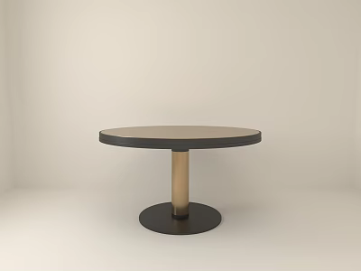 Modern Round Dining Table With Metal Base And Smooth Wooden Surface 3d model