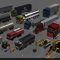 Diverse Commercial Vehicles Collection With Trucks Tankers Fire Engines Dump Trucks And Construction Machinery