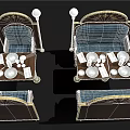Classic Dining Table Set With Wooden Frame Golden Trim Blue Sofa Upholstery And Tableware