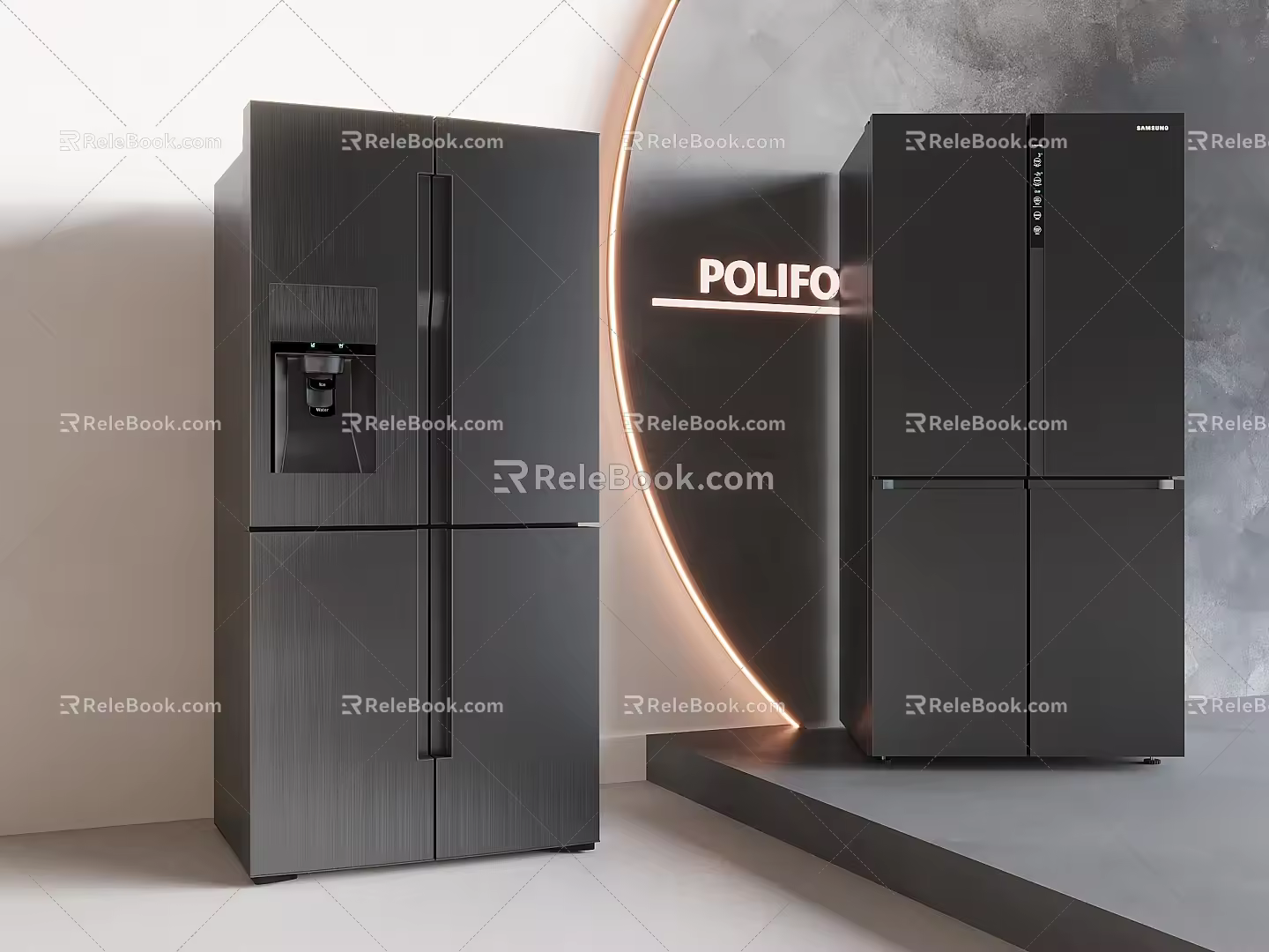 Zero embedded ultra-thin refrigerator four-door automatic ice-making refrigerator intelligent inverter refrigerator 3d model