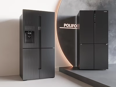 Modern Black POLIFO Refrigerators Two Stylish Contemporary Home Appliance Models 3d model