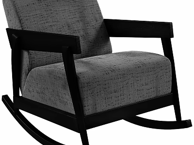 Modern Rocking Chair With Black Frame And Gray Fabric Cushion 3d model
