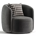 Green Single Seater Sofa with Black and White Checkered Cushion and Round Armrest Design