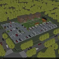 Aerial View Planning for Residential Community With Parking Lot Green Areas and Trees