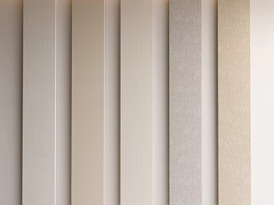 Different Neutral Toned Fabric Swatches With Various Textures In Vertical Line 3d model