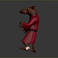Anthropomorphic Cartoon Rat Character In Red Robe Standing Pose 3d model