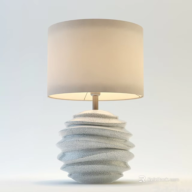 Modern Table Lamp With Beige Fabric Lampshade And Spiral Base Design 3d model 