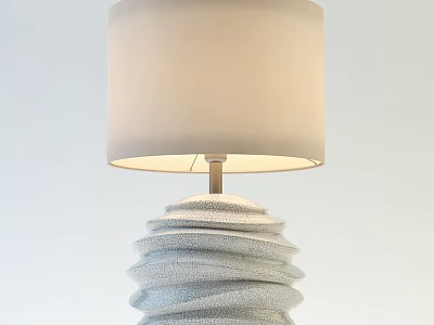 Modern Table Lamp With Beige Fabric Lampshade And Spiral Base Design 3d model