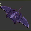 Purple Mechanical Winged Structure With Metallic Spikes And Detailed Surface Panels