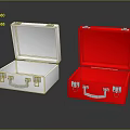 Open White And Red Storage Boxes With Handles As Practical Daily Household Items