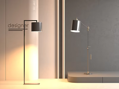 Modern Minimalist Floor Lamp Metal Floor Table Lamp Room Minimalist Fashionable Wooden 3d model