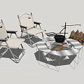 Folding Outdoor Chairs With Fire Pit Campfire And Stacked Firewood Setup