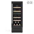 Modern Kitchen Wine Cooler With Glass Door Multiple Shelves And Digital
