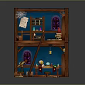 Wooden Multi tiered Commercial Equipment Display Shelves With Ladder Storage Books And Bottles