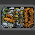 Assorted Sushi Platter With Various Rolls Crispy Tempura And Fresh Toppings 3d model