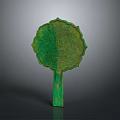 Green Round Handled Artifact With Intricate Patterns On Dark Background