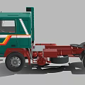 Volvo Green Tractor Truck With Red White Stripes And Cab Design