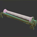 Industrial Mechanical Device Featuring White Textured Roller on Orange Metal Support Structure