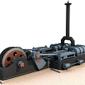 Vintage Industrial Equipment With Large Wheels Gears And Metal Mechanical Frame