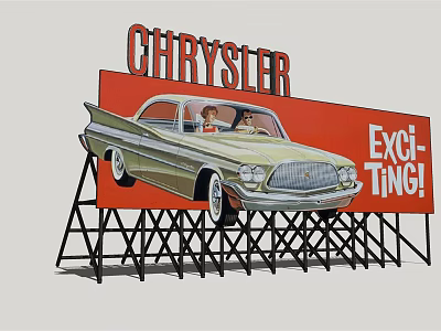 Chrysler Vintage Car Featured on Exciting Billboard Display with Classic Design 3d model