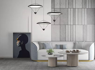 Modern double sofa coffee table combination 3d model