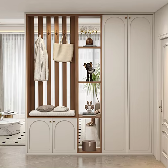 Modern Cream Style Antique Entrance Cabinet Shoe Cabinet 3d model