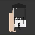 Pink Mobile Food Cart With Black Canopy And Menu Boards For Drinks Service