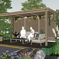 Outdoor Pergola in Backyard Patio with Seating Area Grill and Greenery for Relaxing Gatherings
