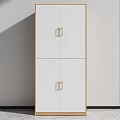 Modern Contemporary Bookcase With White Doors Wooden Frame And Metal Handles