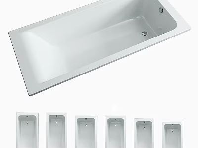 Modern White Rectangular Bathtub Design With Sleek Finish Integrated Drain Holes And Various Styles 3d model