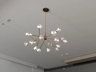 Modern Chandelier Design With Multiple Glass Bulbs And Brass Metal Frame 3d model