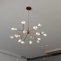 Modern Chandelier Design With Multiple Glass Bulbs And Brass Metal Frame