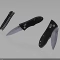 Three Different Folding Knives With Black Handles And Metal Blades Display Collection