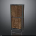 Modern Storage Cabinet With Metal Frame And Wooden Doors In Minimalist Design