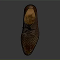 Men's Classic Brown Leather Shoes With Woven Design And Black Laces