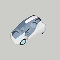 Futuristic Silver Concept Car with Transparent Roof Rounded Body and White Wheels Modern Exterior Design