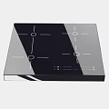 Modern Electric Cooktop Kitchen Appliance with Black Glass Surface and Four Heating Zones