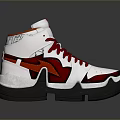 White and Red High Top Sneakers with Stylish Red Laces Black Sole and Modern Design