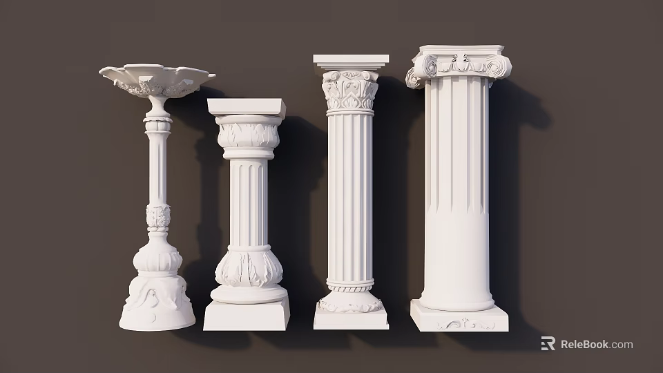 Roman Columns With Intricate Carvings And Various Classical Architectural Designs 3d model 