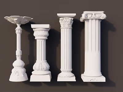 Roman Columns With Intricate Carvings And Various Classical Architectural Designs 3d model